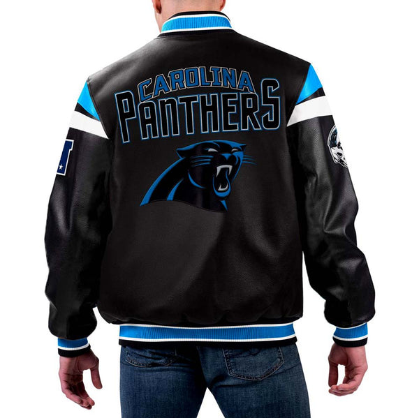 NFL Carolina Panther Football Black Leather Jacket