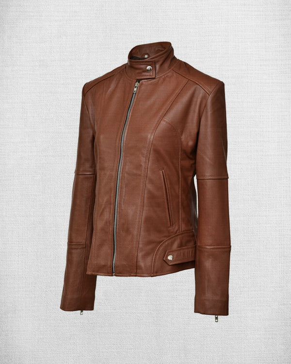 Stylish Brown Leather Biker Jacket
