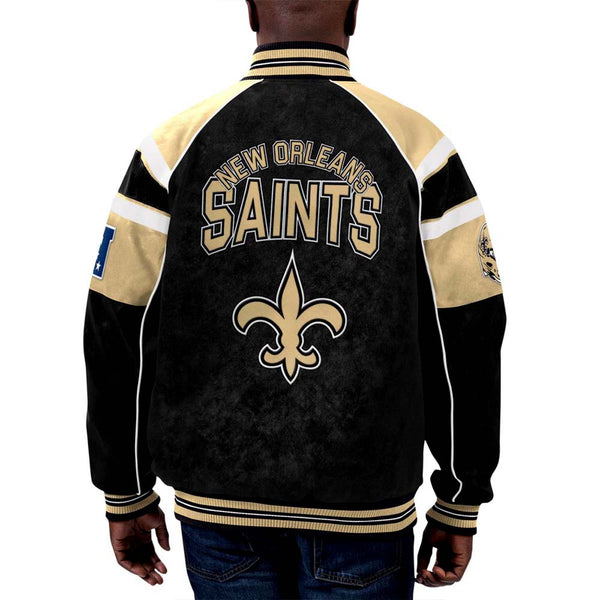 NFL Team New Orleans Saints Multicolor Leather Jacket by TJS
