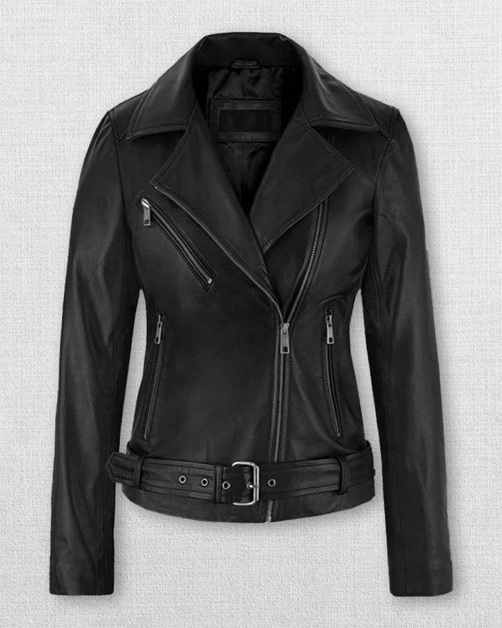 Adele Exarchopoulos leather jacket fashion in USA market
