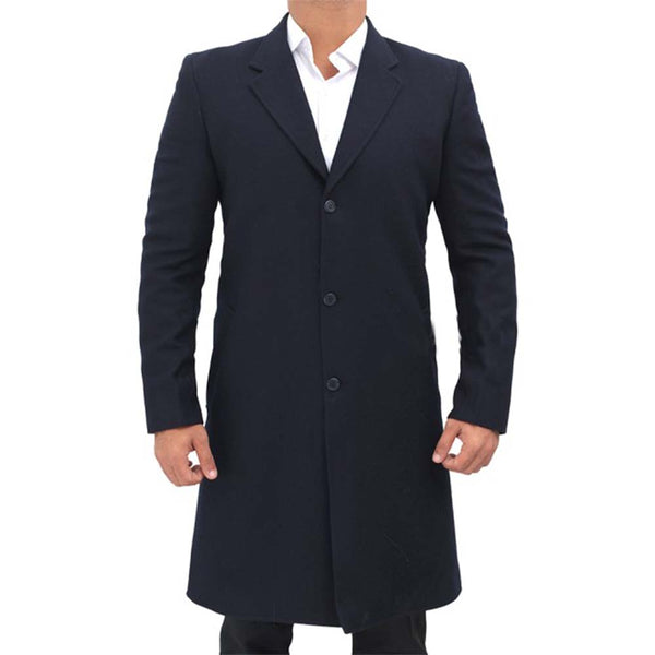 Paul Mens Dark Blue Long Wool Coat by TJS