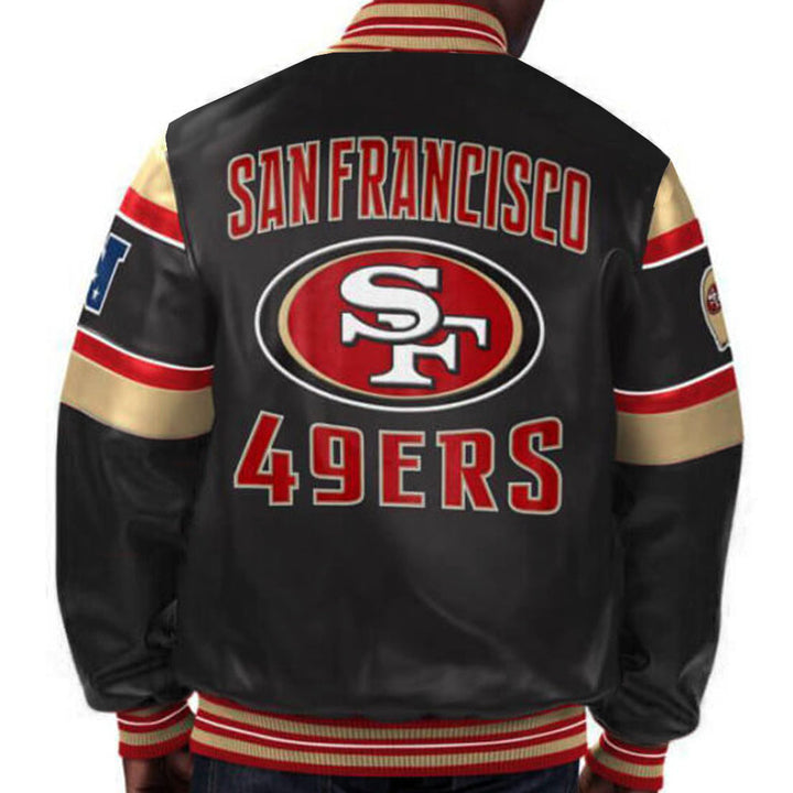 Premium leather San Francisco 49ers fan jacket in France style