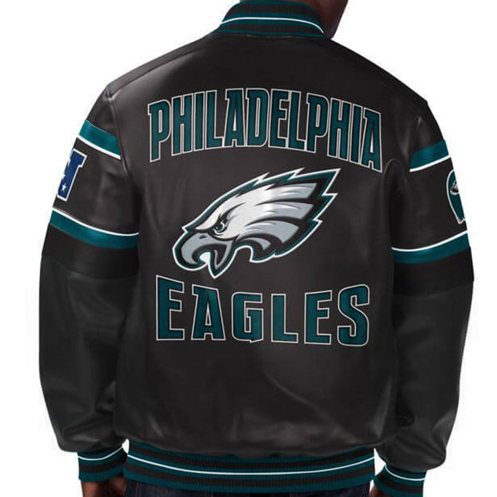 Premium leather Philadelphia Eagles fan jacket in France style