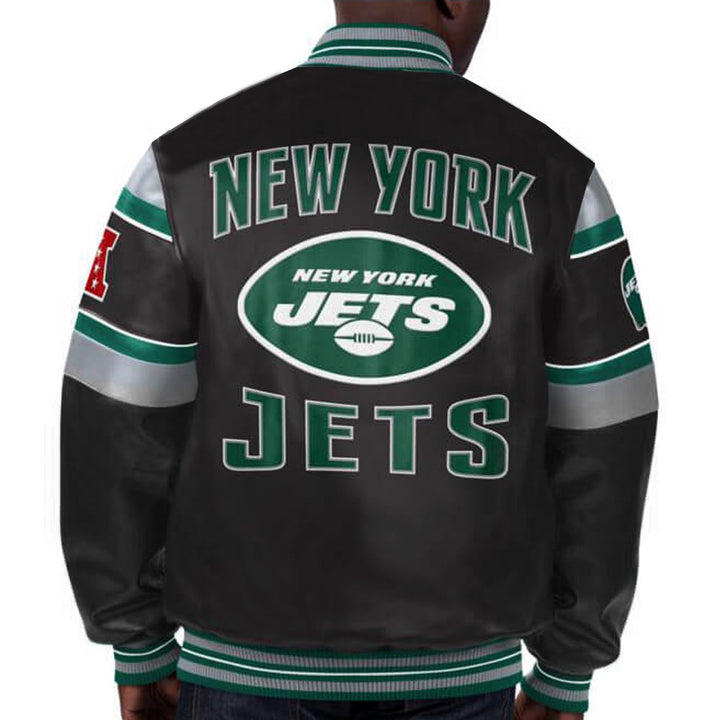 Premium leather New York Jets fan jacket in France style