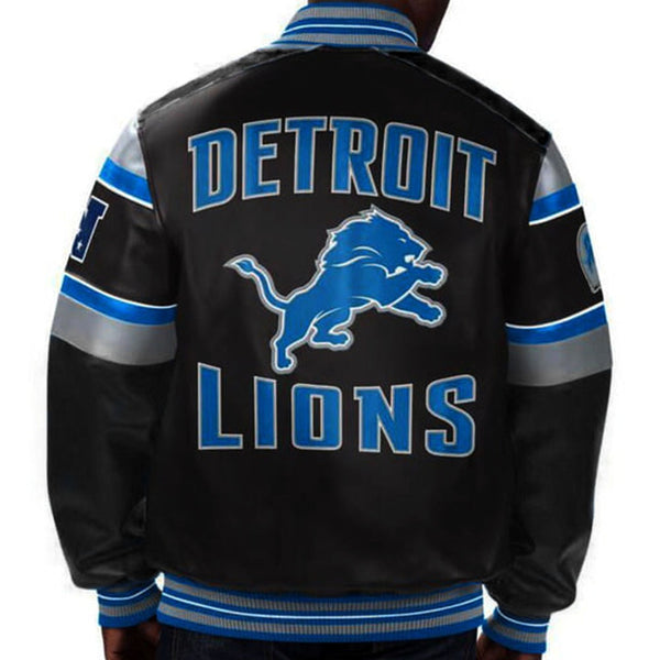 Detroit Lions leather jacket with team emblem in USA