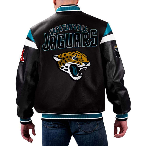 NFL Black Jacksonville Jaguars Leather Jacket by TJS