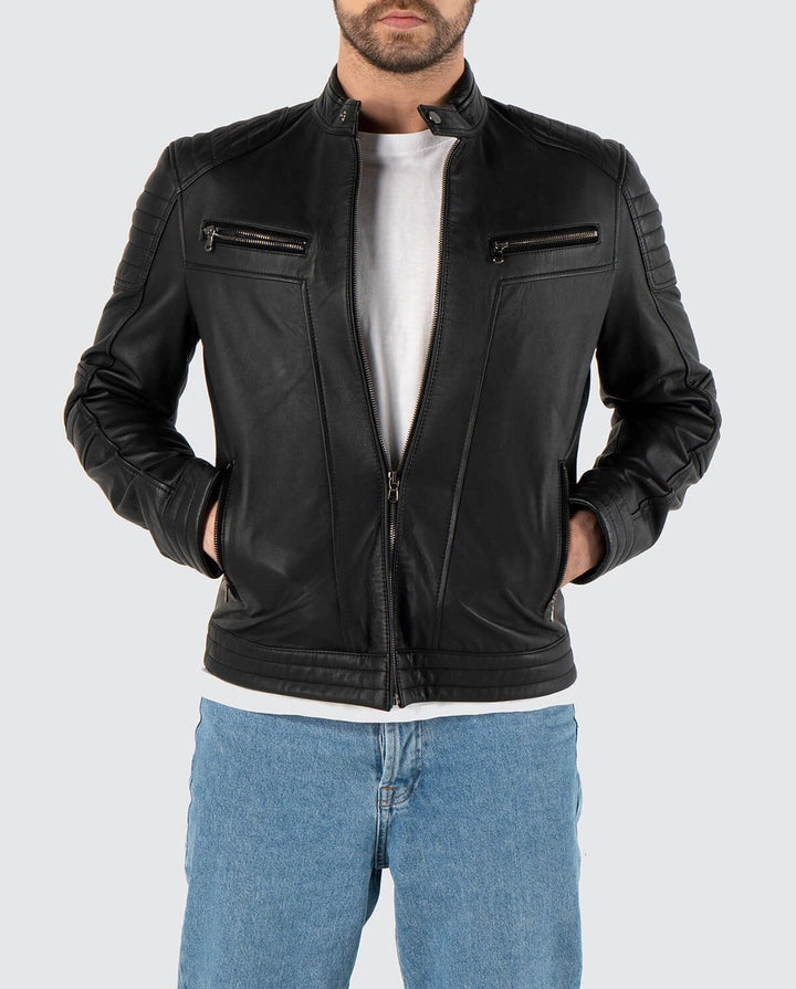 Men's leather jacket-Black