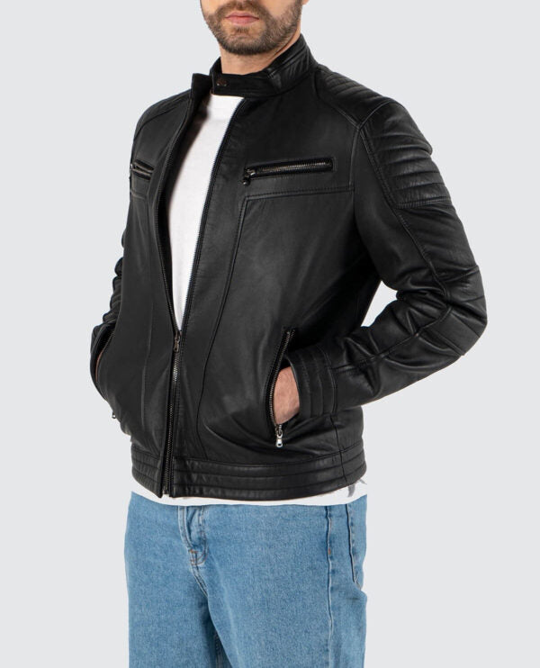 Side Zipper leather Jacket