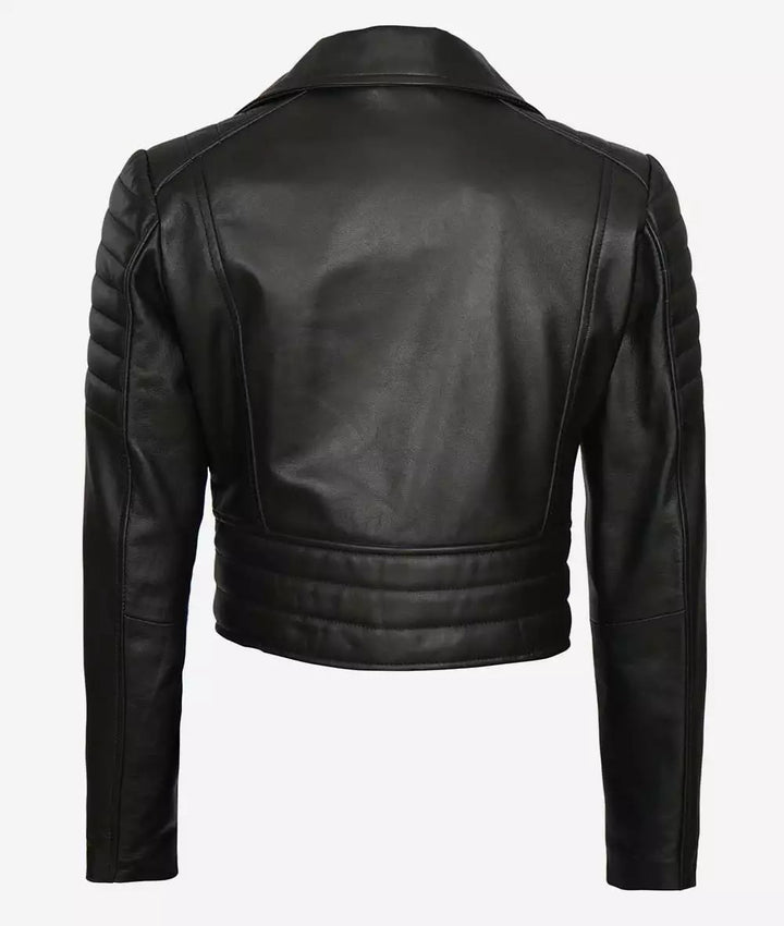 Chic Asymmetrical Black Moto Jacket for Women, Cropped Style - TJS in France style