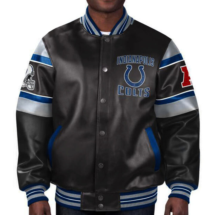 Indianapolis Colts multi-color leather jacket with team emblem in USA