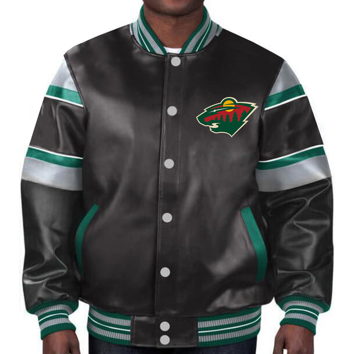 Official Minnesota Wild leather outerwear in France style