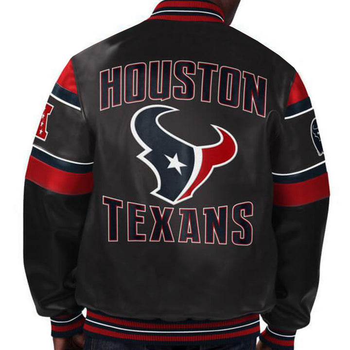 Premium leather Houston Texans fan jacket in France style