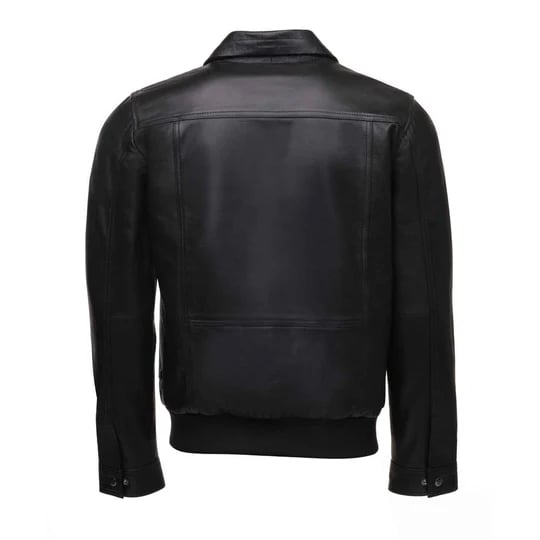 Men's Black Leather Jacket with Collars in France style