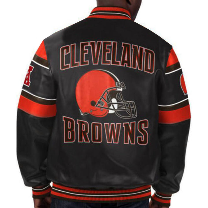 Premium leather Cleveland Browns fan jacket in France style
