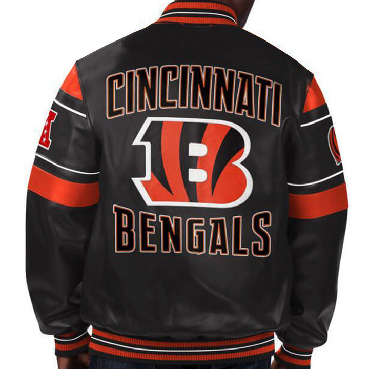 Premium leather Cincinnati Bengals fan jacket in France style