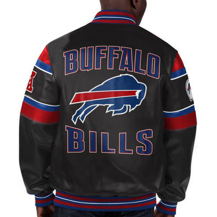 Premium leather Buffalo Bills fan jacket in France style