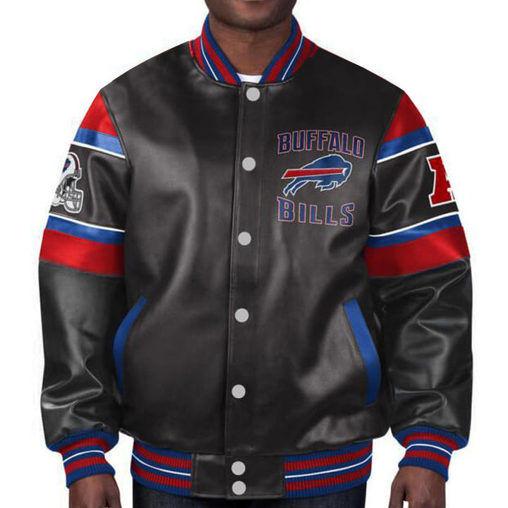 Buffalo Bills multicolor leather jacket with team emblem in USA