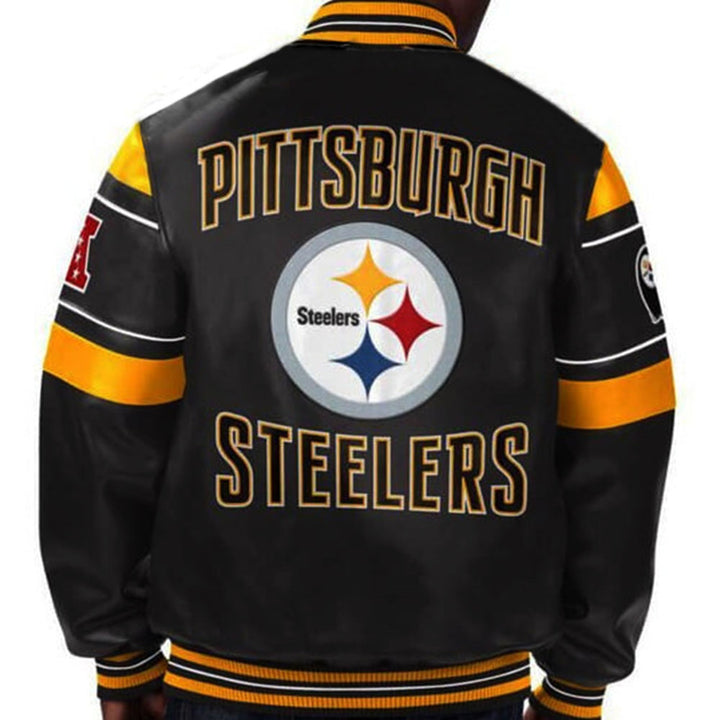 Pittsburgh Steelers men's leather jacket with team emblem in USA