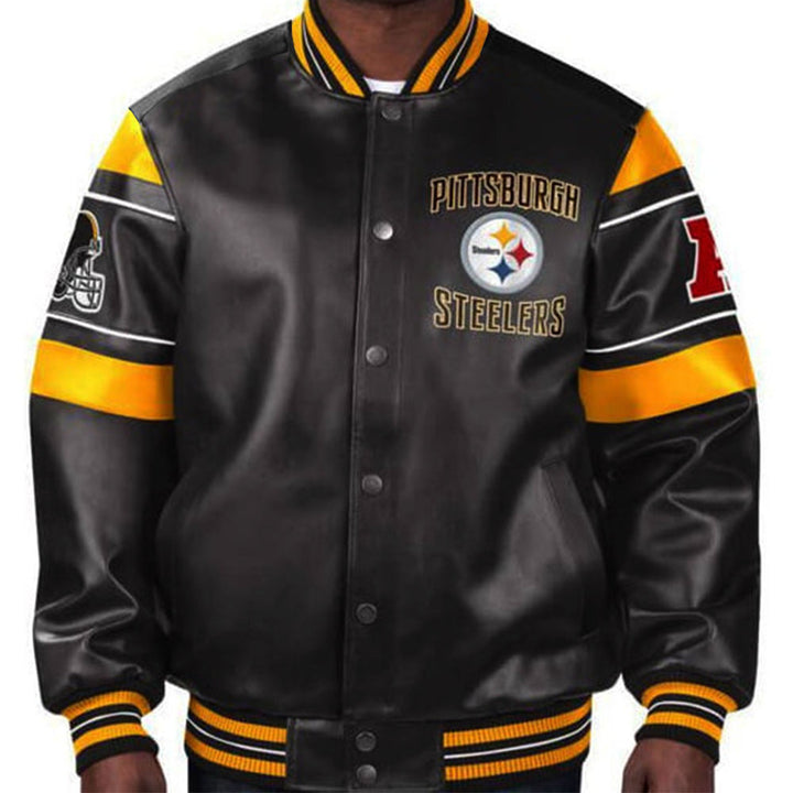 Premium Pittsburgh Steelers fan jacket in leather for men in France style