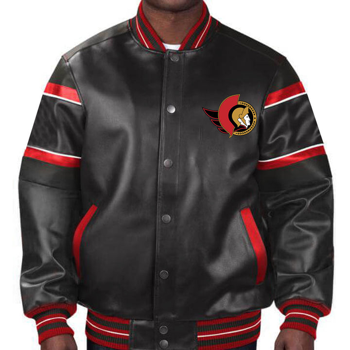 Embrace the Senators' spirit with this premium leather jacket, featuring bold team colors and iconic designs for devoted fans in France style