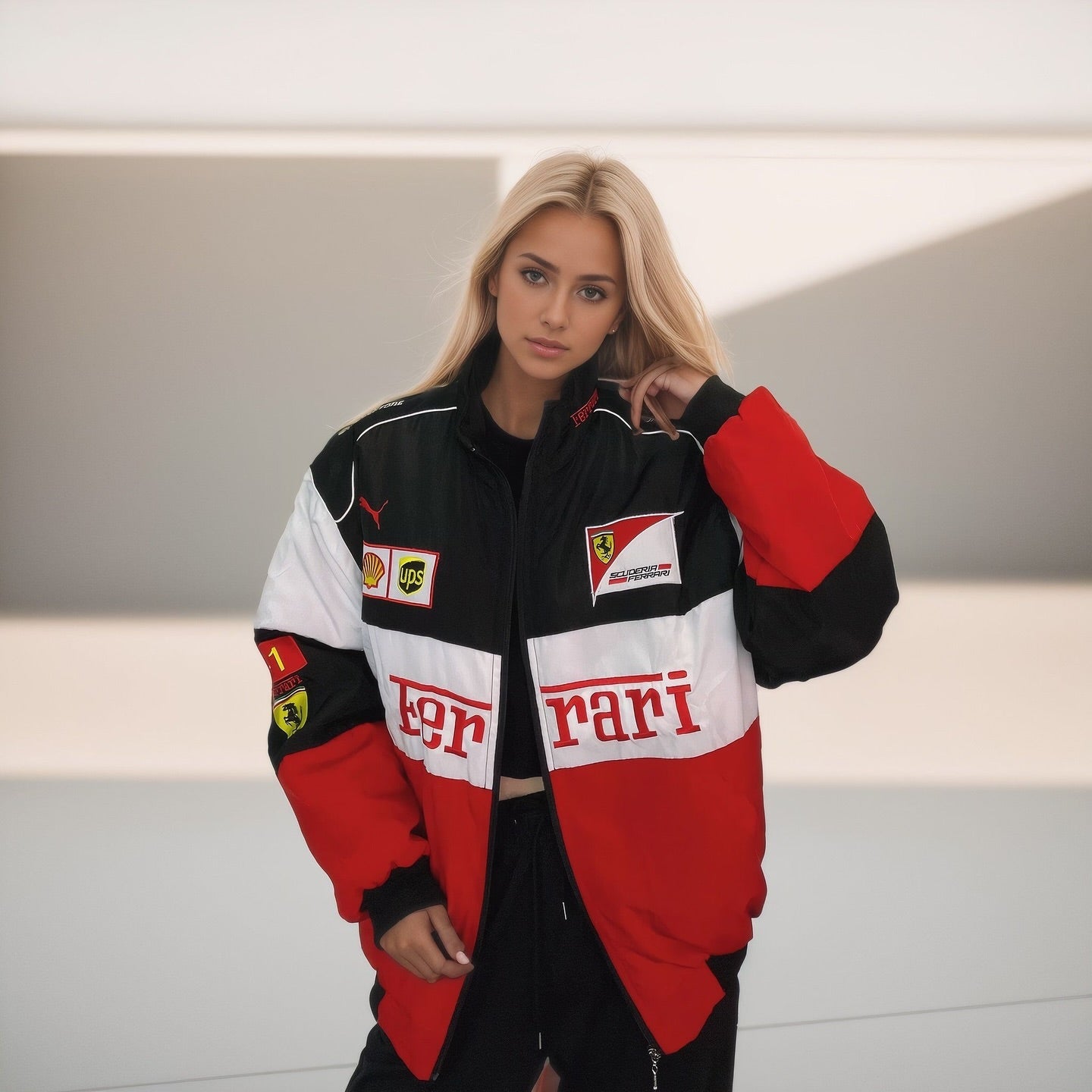 Shop Ferrari F1 Racing Jacket with Sponsor Logos – The Jacket Seller