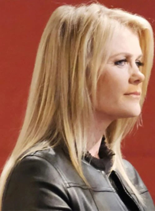 Get the celebrity look with Alison Sweeney's leather jacket in American style