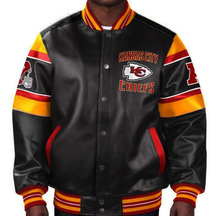Premium leather Kansas City Chiefs fan jacket in France style