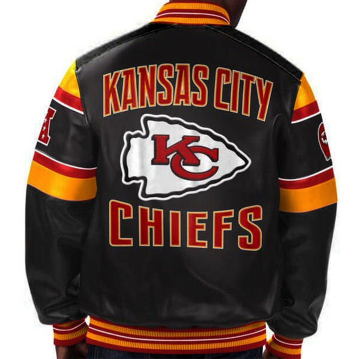 Kansas City Chiefs leather jacket with team emblem in USA
