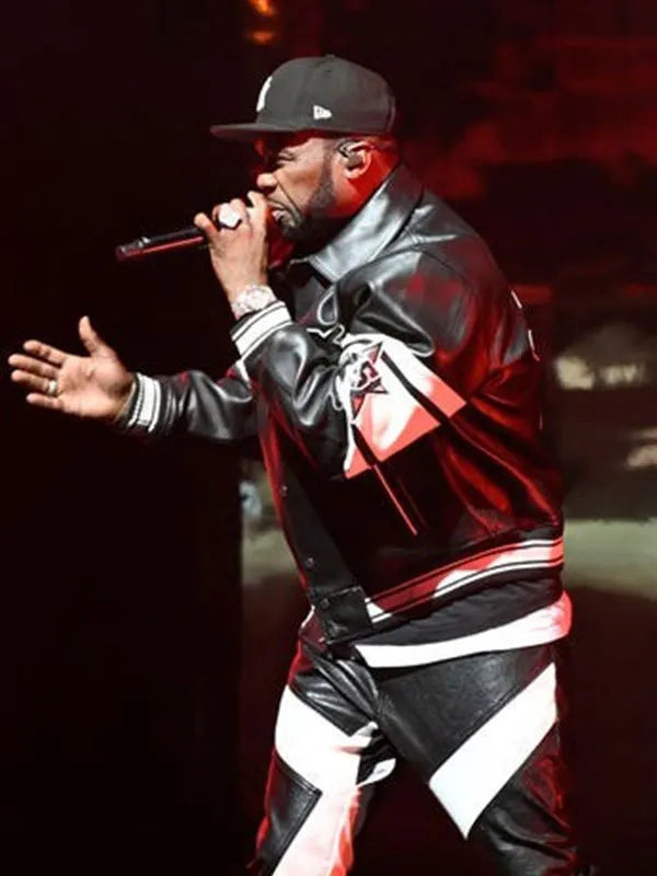 50 Cent's iconic leather jacket for The Final Lap Tour in American style