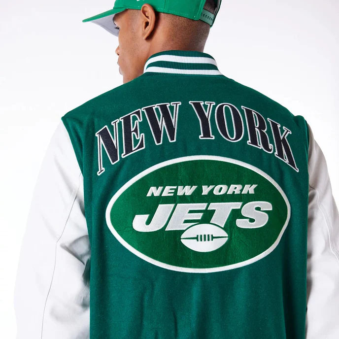 Trendy Patch Green Varsity Jacket for Jets Supporters in United state market