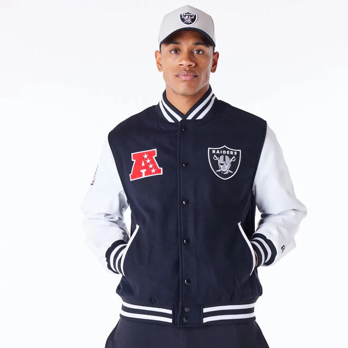 Stylish Las Vegas Raiders NFL Black Varsity Jacket in American style