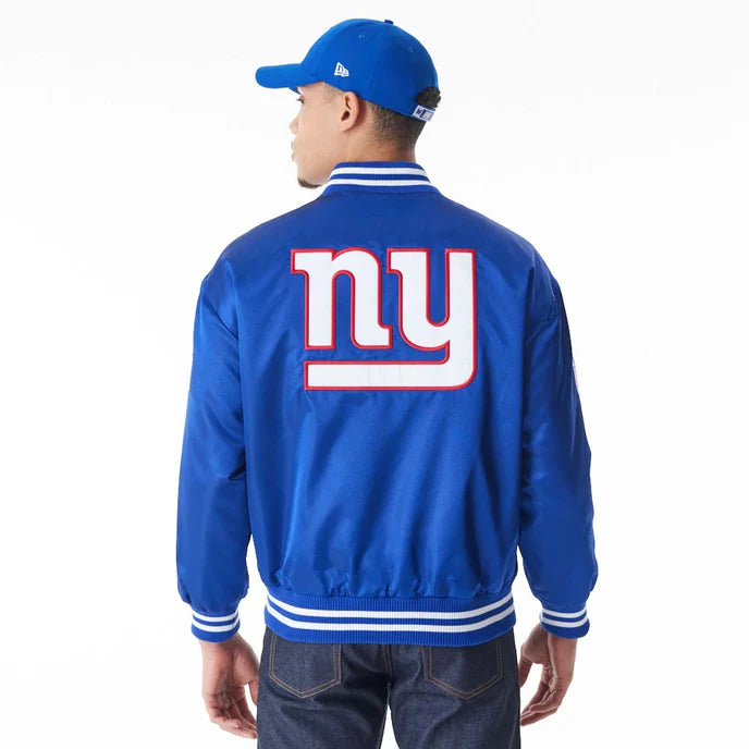 Stylish New York Giants NFL Bomber Jacket with Satin Finish in American style