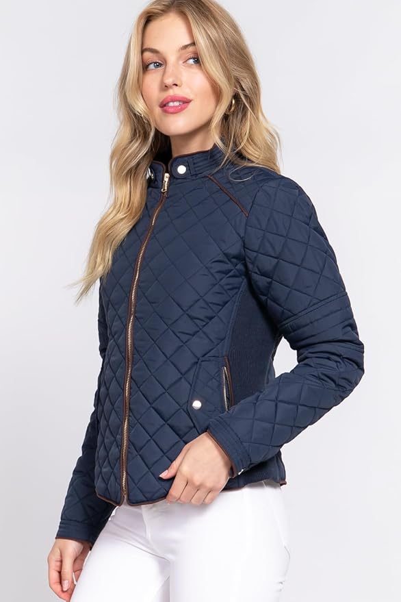 elegant design quilted leather jacket for women in usa