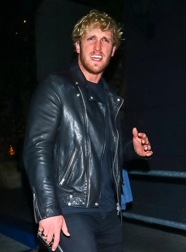 Logan Paul sporting a sleek leather jacket in USA market