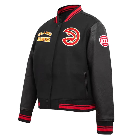 Classic Atlanta Hawks women’s varsity jacket in ribbed wool in USA