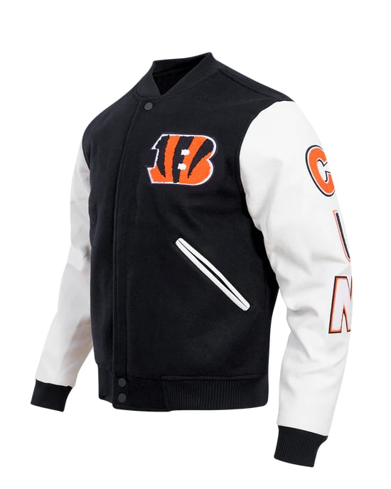 Vintage-inspired men's varsity jacket showcasing Bengals heritage
