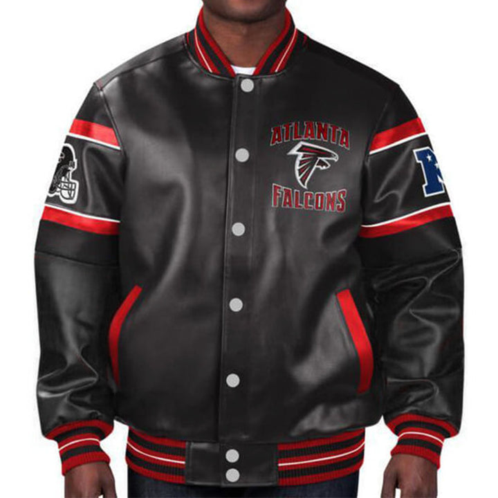 Atlanta Falcons leather jacket with team emblem in USA