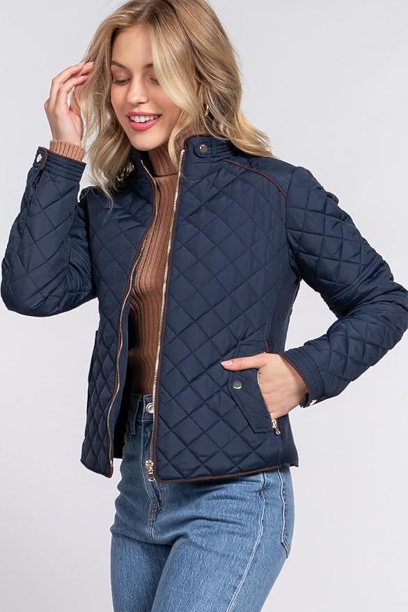 premium design quilted leather jacket for women in usa