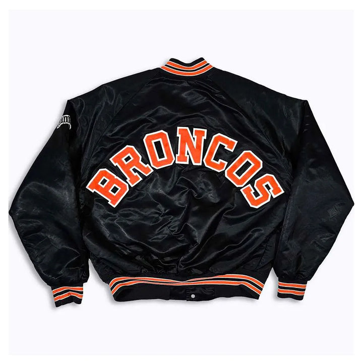 Back  View NFL 80’s Denver Broncos Black Bomber Jacket