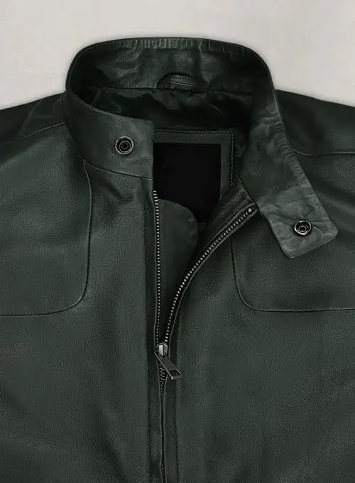 Men's Deep Olive Tom Cruise Fallout Leather Jacket with Zipper in France style