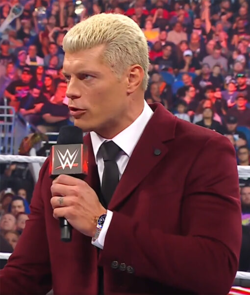 Cody Rhodes red trench coat wrestling persona in American style