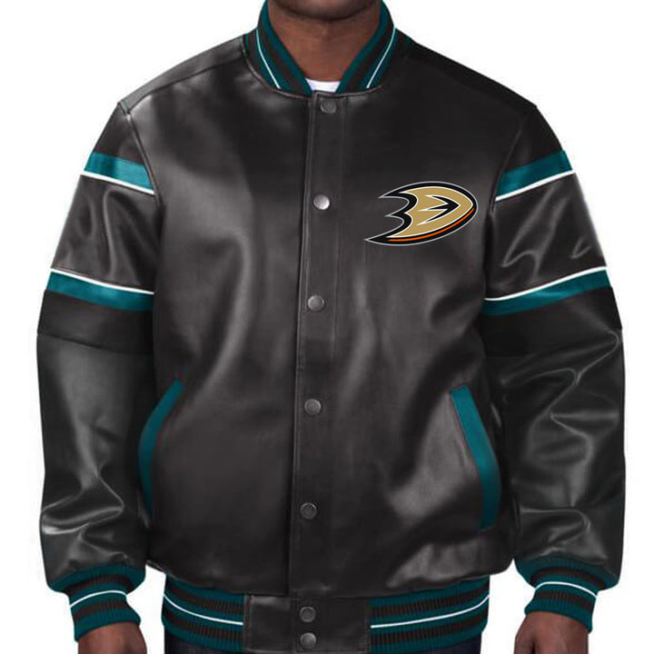 Men's Anaheim Ducks leather outerwear - iconic team style in USA