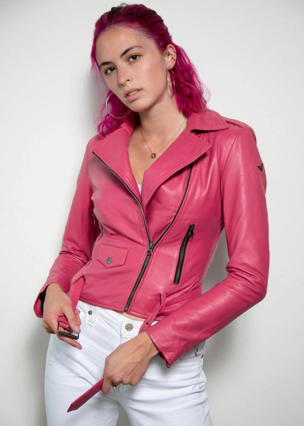 Margot Robbie Barbie Pink Leather Jacket by Tjs