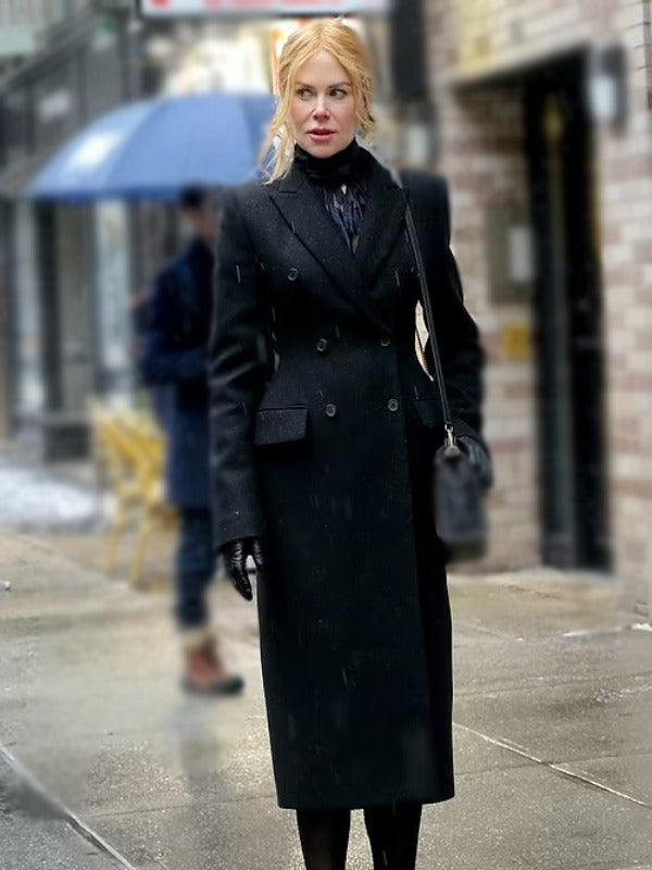 Nicole Kidman black coat in "Babygirl" 2024 in USA