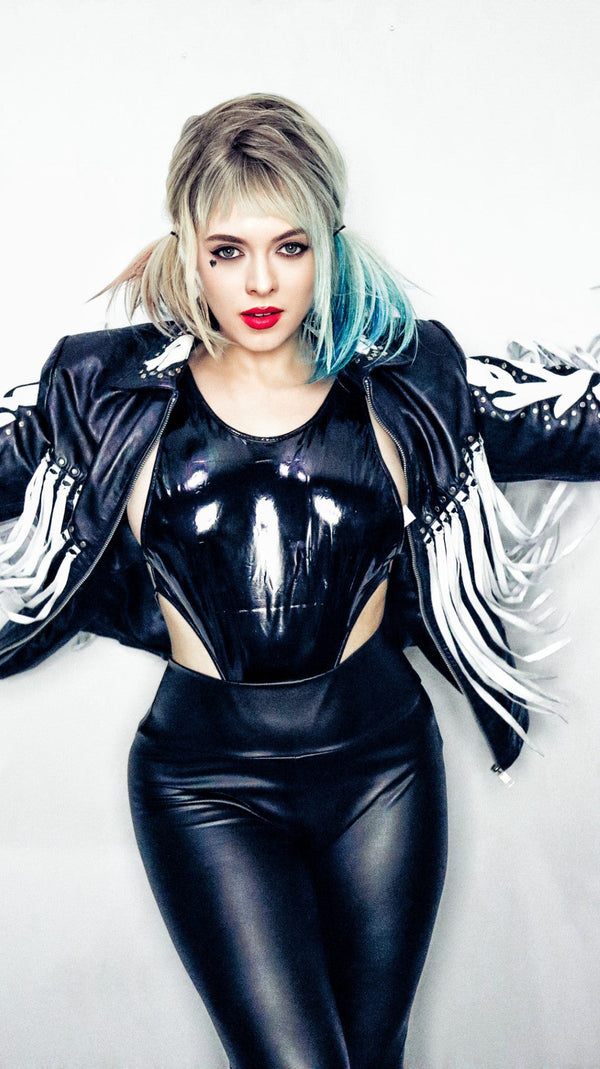 Premium Birds Of Prey Harley Quinn Inspired Fringe Leather Jacket