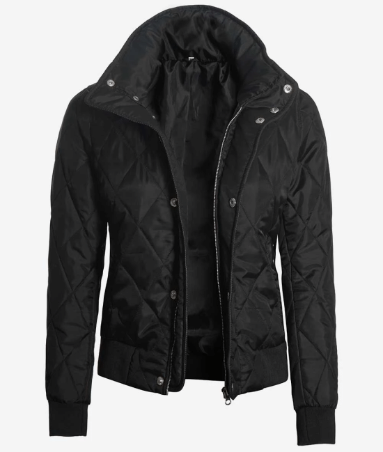 Womens Black Quilted Jacket - Tailored Fit Outerwear