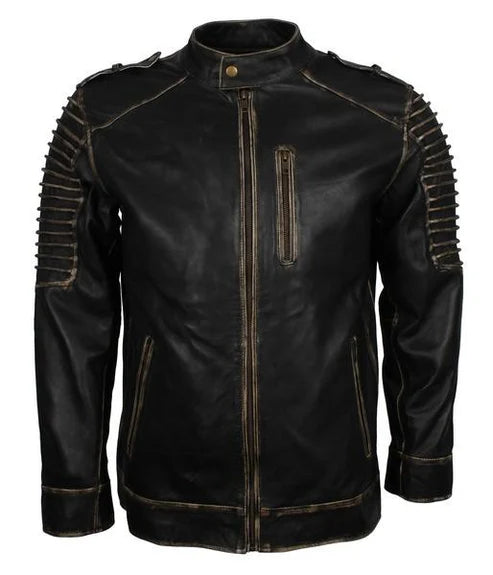 Men's Black Hooded Killing Joke Scarecrow Genuine Leather Jacket
