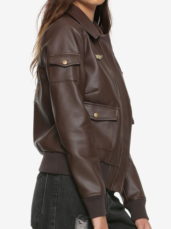 Flight Bomber Leather Jacket inspired by Captain Marvel in France style