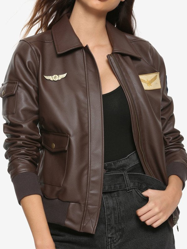 Captain Marvel Flight Bomber Jacket worn by Brie Larson in France style