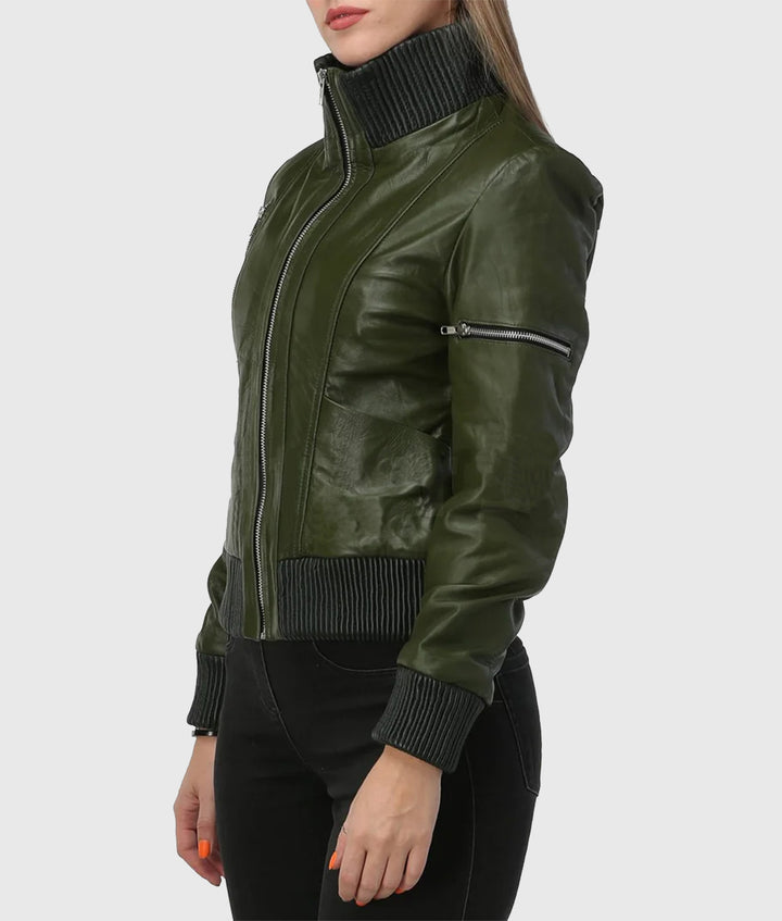 most selling women green leather jacket in usa